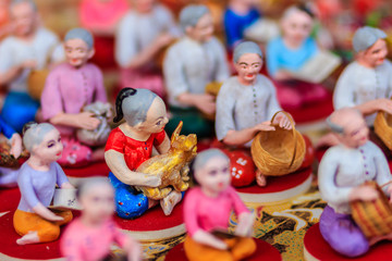 Cute Clay Dolls of Thai Culture, Selective Focus