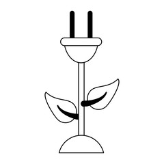 Eco green energy flower symbol black and white