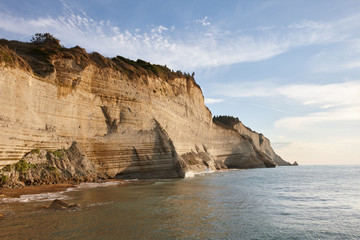 Fototapeta na wymiar Beautiful coastline with cliffs in Corfu