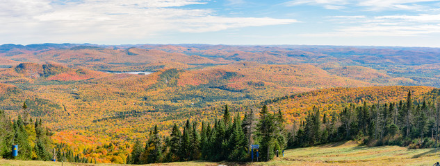 Aerial view of Mont-Tremblant National Park in fall color