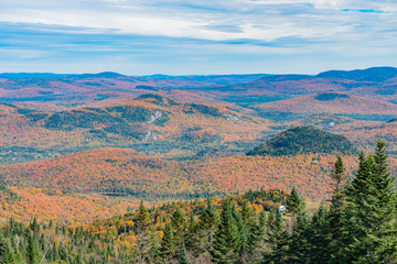 Fototapeta premium Aerial view of Mont-Tremblant National Park in fall color