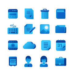 Vector icons Universal set. Browser, Document, Book, Keyboard, Folder, Cloud, Calendar, Briefcase icon.
