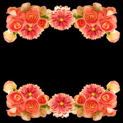 Beautiful floral background of dahlias and begonias 