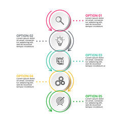 Thin line flat element for infographic. Template for diagram, graph, presentation and chart. Business concept with 5 options, parts, steps or processes.