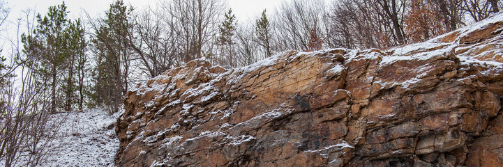 wood and board of an abandoned old granite quarry.