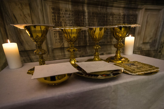 Italy - Rome January 22, 2016: Altar dedicated to Saint Charbel in the Santa Maria dell'Anima ( Our Lady of the Soul )
