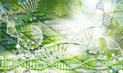 abstract image of dna chain on blurred background