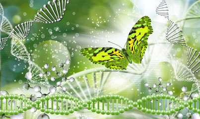 Obraz premium abstract image of dna chain on blurred background