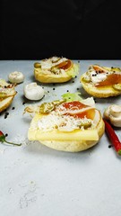 sandwiches with meat on the table