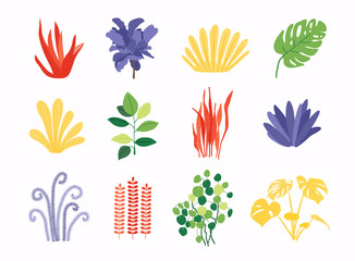 Fototapeta na wymiar Set of colorful plant. Green concept. Flat vector illustration.