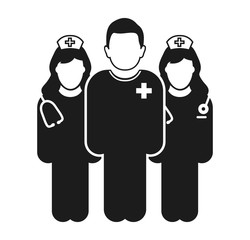 Medical Team Icon. With Doctor and nurse symbols. Flat style vector EPS.