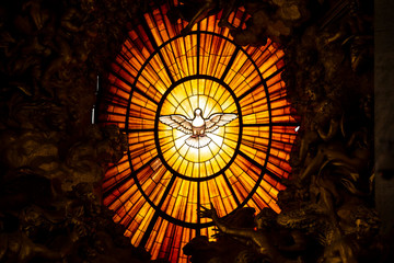 Vatican City, May 05, 2016: Throne Bernini Holy Spirit Dove Saint Peter's Basilica Vatican Rome Italy. - Powered by Adobe