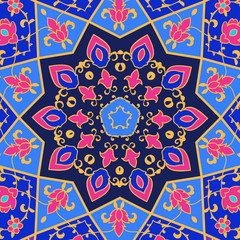 Beautiful gold greeting card. Vector illustration. Arab, Indian ornament. Invitation to a wedding, birthday, party and other holidays