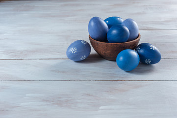 Easter background with painted eggs