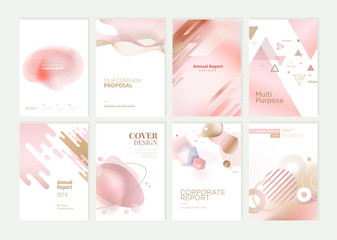 Set of brochure, annual report and cover design templates for beauty, spa, wellness, natural products, cosmetics, fashion, healthcare. Vector illustrations for business presentation, and marketing.