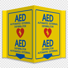 Symbol AED Sign label on transparent background