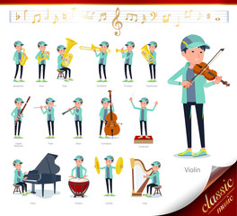 flat type man Blue green Sportswear_classic music