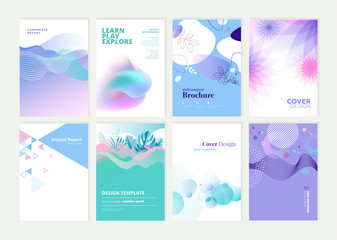 Set of brochure, annual report and cover design templates for beauty, spa, wellness, natural products, cosmetics, fashion, healthcare. Vector illustrations for business presentation, and marketing.