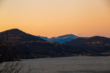 Panoramic View of Lake Maggiore at sunset