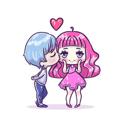 Cute vector illustration. Kawaii Anime girl. Big eyes.Use for postcards, print on clothes.