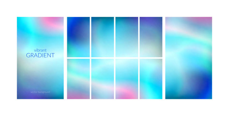 Obraz premium Vibrant and smooth gradient soft colors for devices and modern smartphone screen backgrounds set. 90s, 80s retro style. Rainbow graphic template for wallpaper, mobile screen,brochure, banner.