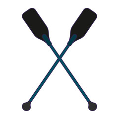 Boat oars crossed symbol blue lines