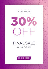 Final sale banner with geometric pattern and pink dual-tone gradient background