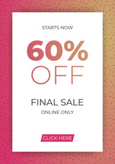 Final sale banner with geometric pattern and rose dual-tone gradient background