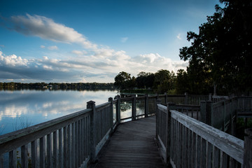 Wooden Bridge on the Lake 