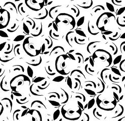 Black and white graphic apple pattern