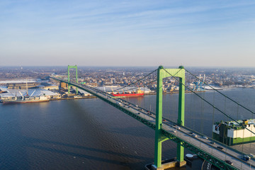 Aerial image of the Walt Whitman Bridge Delware River between NJ and PA