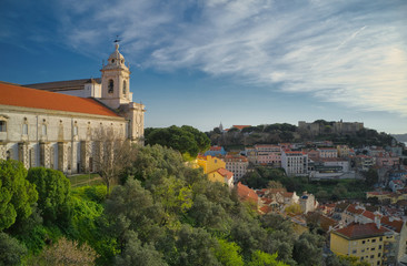 Fototapeta na wymiar Monastery (Church ) in historical center of Lisbon (Graça area)