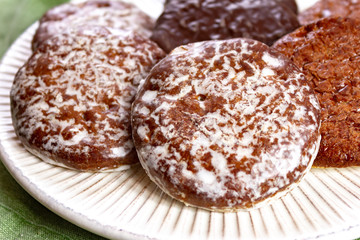 Traditional Christmas gingerbread lebkuchen with honey and spices from Nuremberg, Germany
