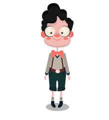 smart boy in glasses on white background