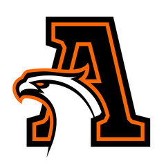 Letter A with eagle head. Great for sports logotypes and team mascots.