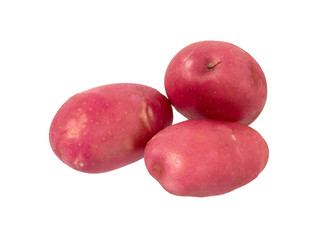 Potato tuber pile. Red raw potato vegetables isolated