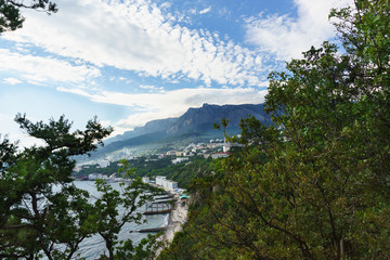 Fototapeta na wymiar View of the resort village Gaspra in the Crimea from the observation deck of the Park Haraks