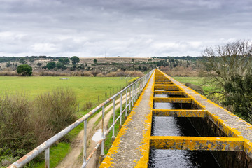 An irrigation channel in the Alentejo region, in Portugal.