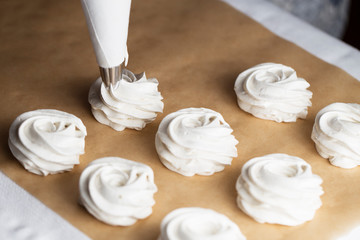 The process of making marshmallow.