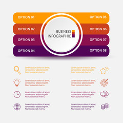 Fototapeta premium Vector business template for presentation. Business concept with 8 options, parts, steps or processes.