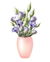 Beautiful lilac lisianthus with buds blossoming