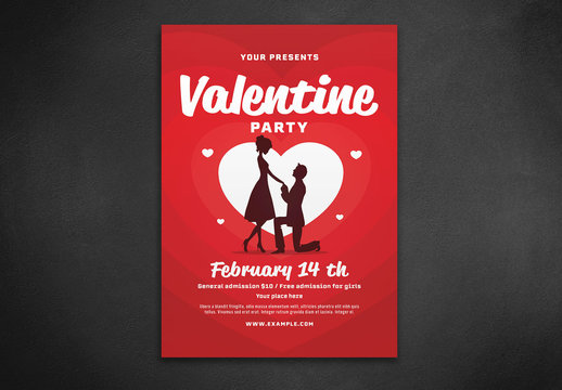 Valentine's Day Party Flyer with Proposing Couple