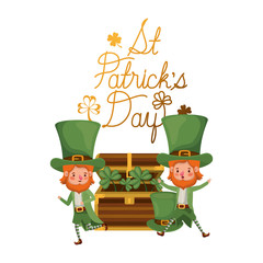 st patricks day label with leprechauns character