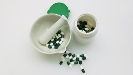 Green capsules and mortar