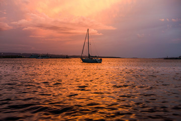 sailboat at sunset