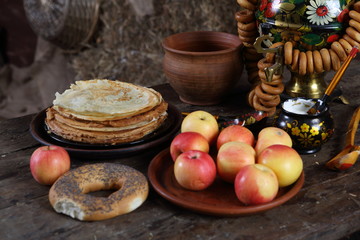 Obraz na płótnie Canvas pancakes on the table. Pancake week