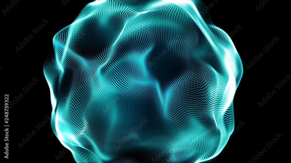 Fototapete futuristic sphere of dots. abstract particles background with sphere.globalization interface. sense 