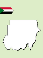 Sudan map with national flag 