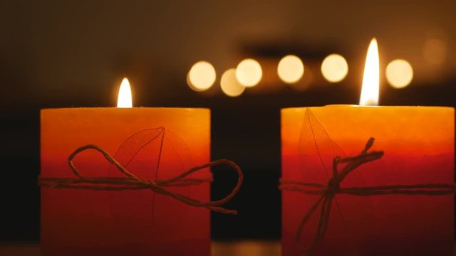 Beautiful composition with candles.Spa massage and body treatment