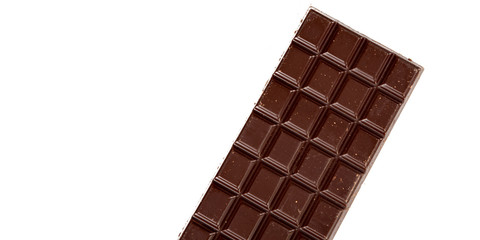 detail single bar chocolate under isolated white background